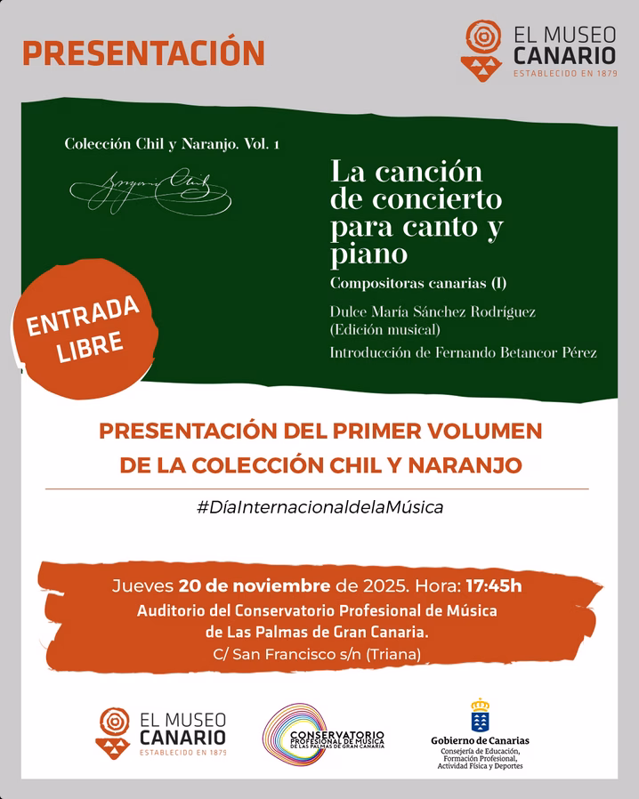 Presentación del Libro "La Canción de Concierto para Canto y Piano. Compositoras Canarias (I)" en el Auditorio del Conservatorio Profesional de Música de Las Palmas de Gran Canaria.
