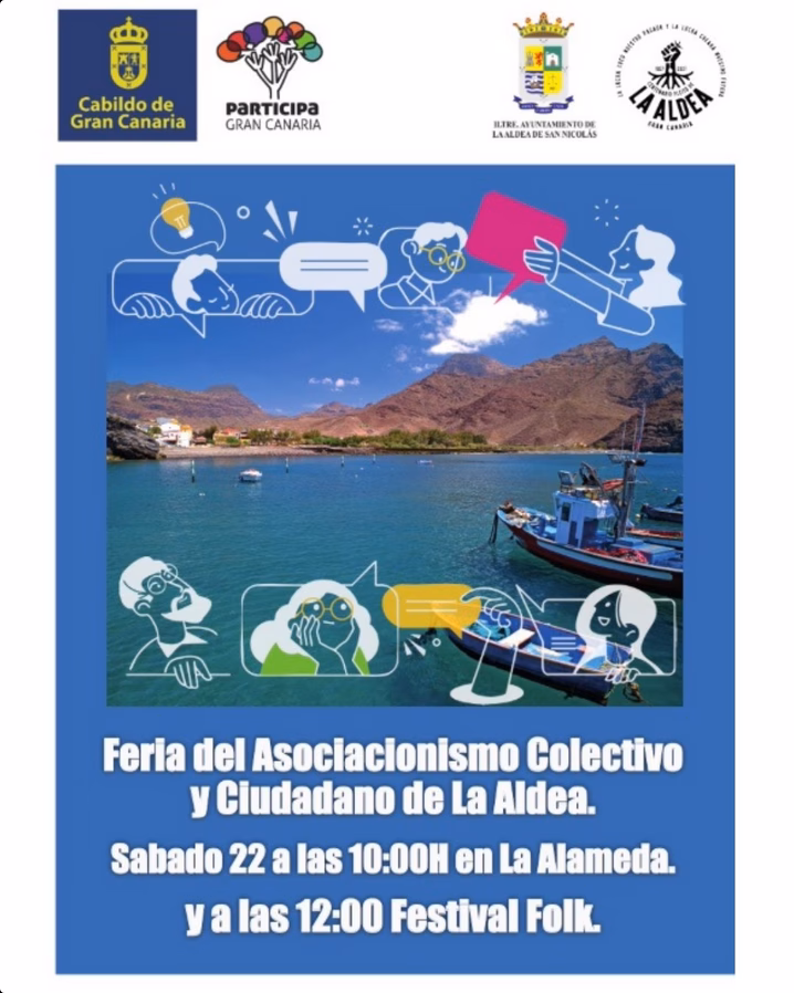 Feria de los Colectivos y festival Folk en la Plaza de la Alameda, La Aldea de San Nicolás, Gran Canaria.