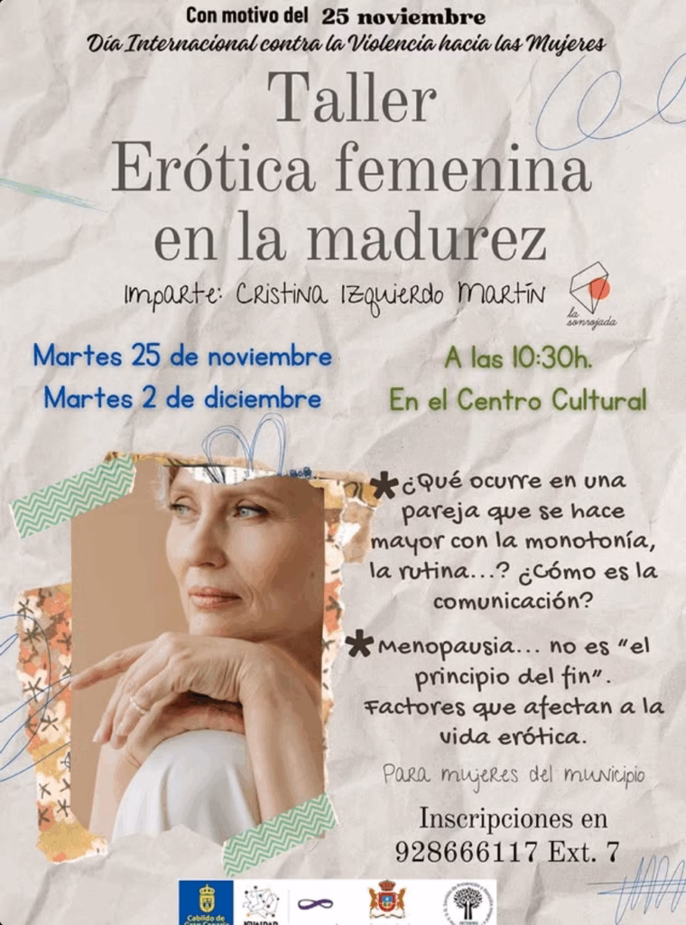 Taller "Erótica femenina en la madurez" en el Centro Cultural de Artenara, Gran Canaria.