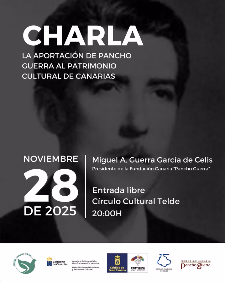 Charla "La aportación de Pancho Guerra al patrimonio cultural de Canarias" en el Círculo Cultural de Telde, Gran Canaria.