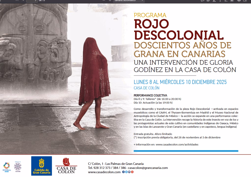 performance 'Rojo Descolonial' en la Casa de Colón, Las Palmas de Gran Canaria.