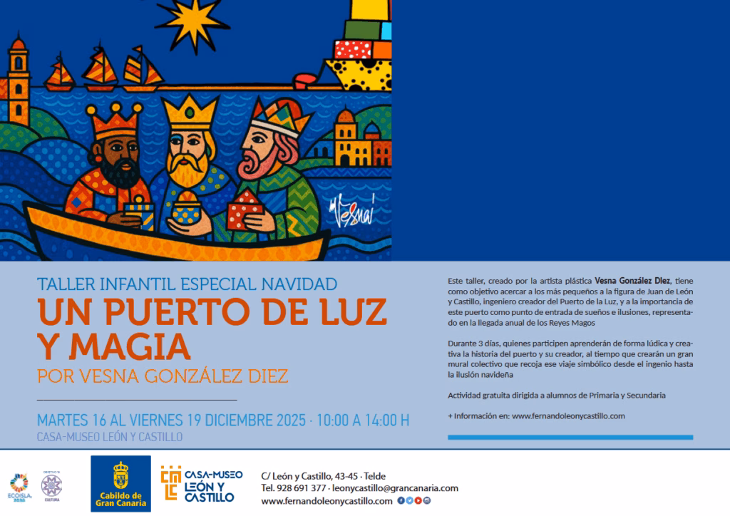 Taller 'Un Puerto de Luz y Magia' en la Casa-Museo León y Castillo, Telde, Gran Canaria.