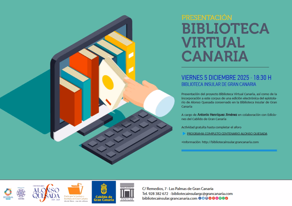 Presentación de la Biblioteca Virtual Canaria en la Biblioteca Insular de Gran Canaria, Las Palmas de Gran Canaria.