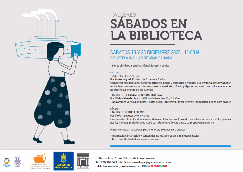 Talleres de Sábados en la Biblioteca en la Biblioteca Insular de Gran Canaria, Las Palmas de Gran Canaria.