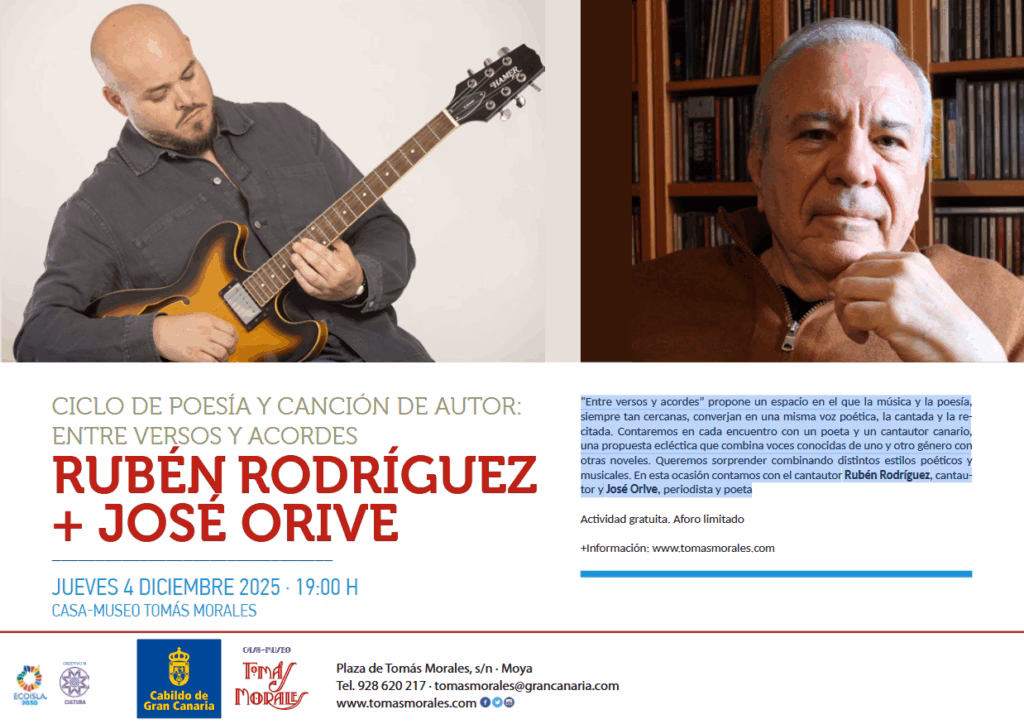 Concierto 'Entre versos y acordes' de Rubén Rodríguez y José Orive en la Casa-Museo Tomás Morales, Moya, Gran Canaria.