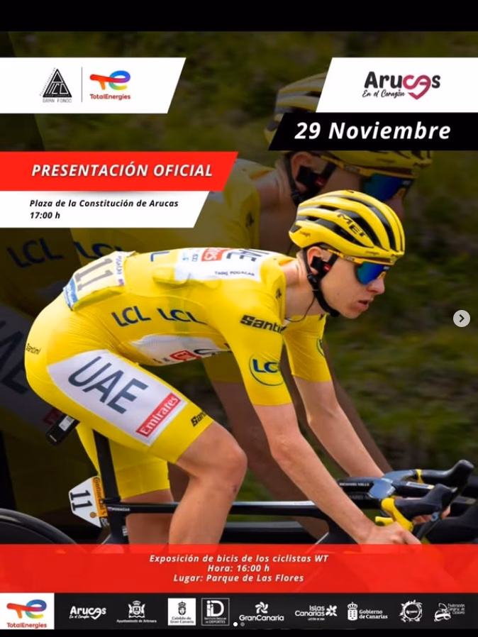 Presentación de los Ciclistas World Tour que participan en la GC Bike Week en el Parque de las Flores de Arucas, Gran Canaria.