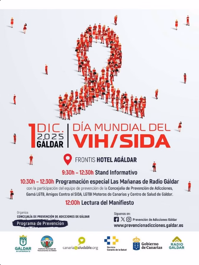 Día Mundial del VIH/SIDA en el Frontis del Hotel Agáldar, Gáldar, Gran Canaria.