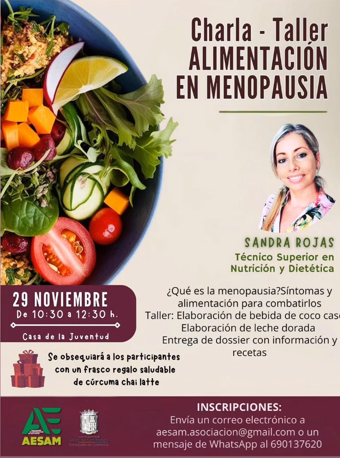 Charla - Taller "Alimentación en menopausia" en la Casa de la Juventud de San Mateo, Gran Canaria.