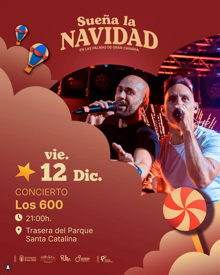 Programa de Sueña la Navidad para el 12 de diciembre, en la Plaza de Canarias (Trasera Parque Santa Catalina), Las Palmas de Gran Canaria.
