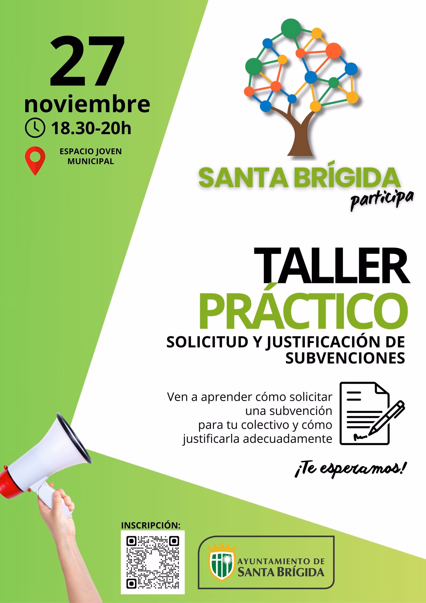 Taller de Solicitud y justificación de subvenciones en el Espacio Joven Municipal de Santa Brígida, Gran Canaria.