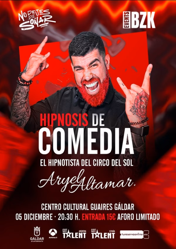 Humor – “Hipnosis de Comedia” de Aryel Altamar en el Centro Cultural Guaires, Gáldar, Gran Canaria.