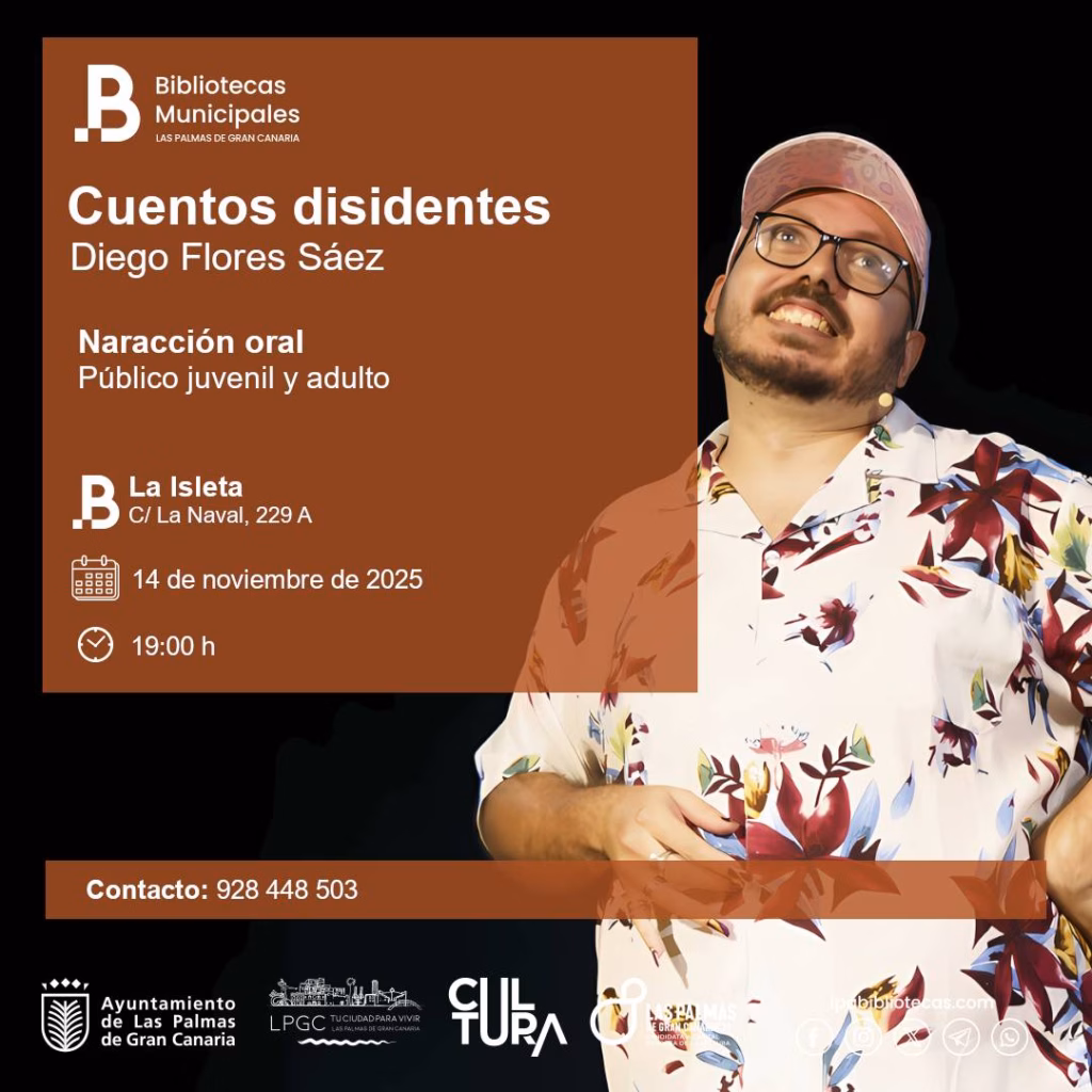 Narración oral para jóvenes y adultos "Cuentos disidentes" en la Biblioteca de La Isleta, Las Palmas de Gran Canaria.