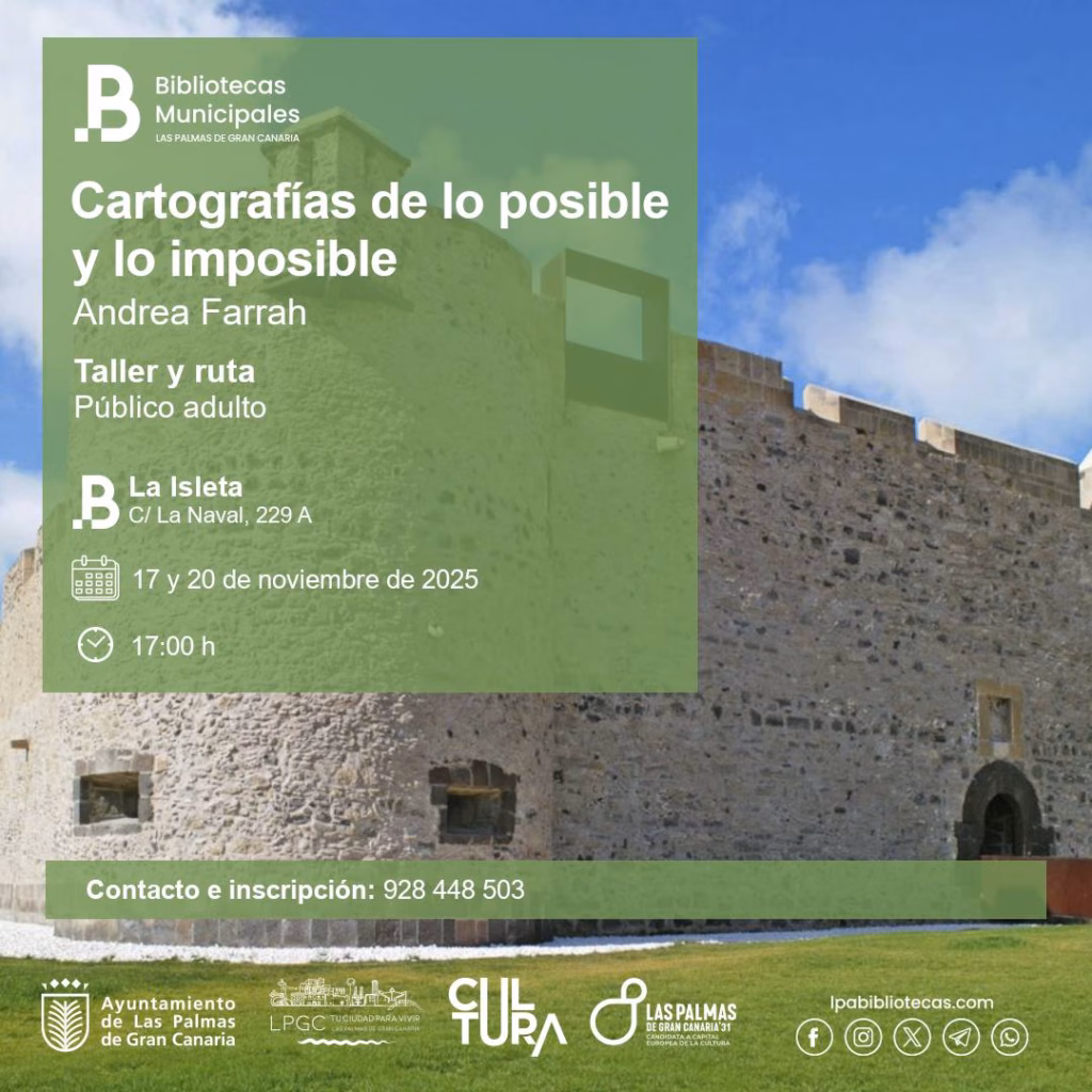 Taller y ruta "Cartografías de lo posible y lo imposible" en la Biblioteca de La Isleta, Las Palmas de Gran Canaria.