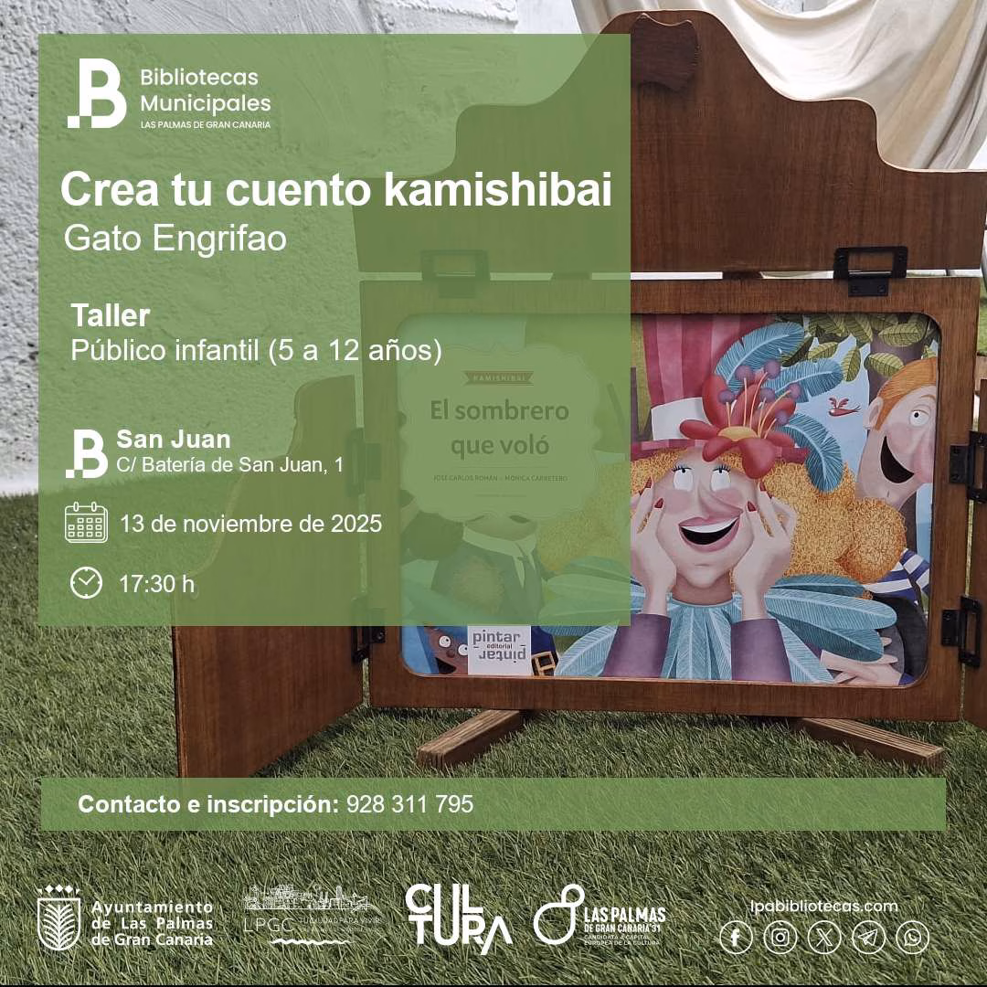 Taller Infantil "Crea tu cuento kamishibai" en la Biblioteca Pública Municipal San Juan, Las Palmas de Gran Canaria.