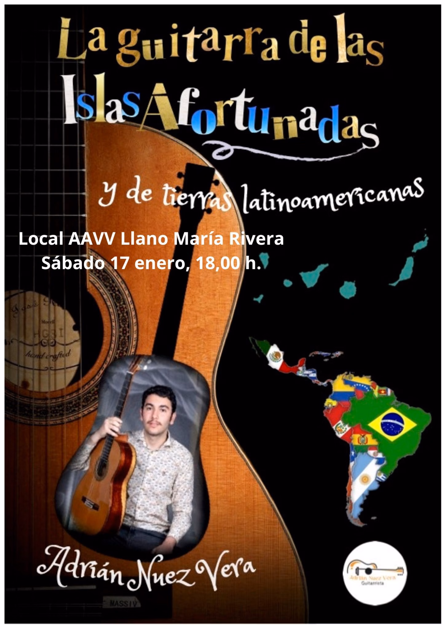 Concierto "Islas Afortunadas y de tierras latinoamericanas" en el Local de la AA.VV. Llano María Rivera, Santa Brígida, Gran Canaria.