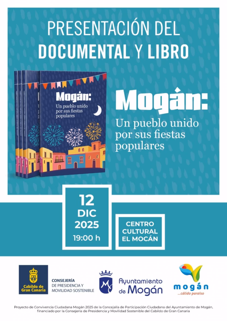 Presentación del documental y libro "Mogán, un pueblo unido por sus fiestas populares" en el Centro Cultural El Mocán, Mogán, Gran Canaria.