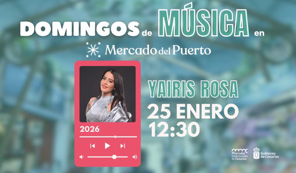 Concierto de Yairis Rosa en los Domingos de Música del Mercado del Puerto, Las Palmas de Gran Canaria.