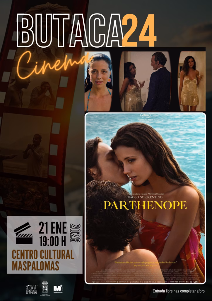 Proyección de la película "Parthenope" del ciclo Butaca24 Cinema en el Centro Cultural de Maspalomas, San Bartolomé de Tirajana, Gran Canaria.