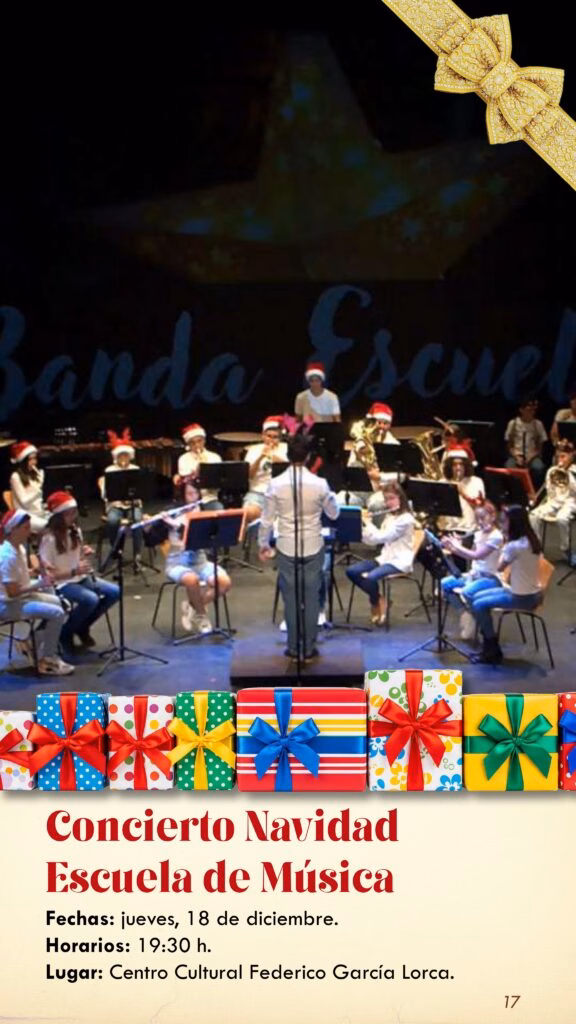 Concierto de Navidad de la Escuela de Música en el Centro Cultural Federico García Lorca de Ingenio, Gran Canaria.