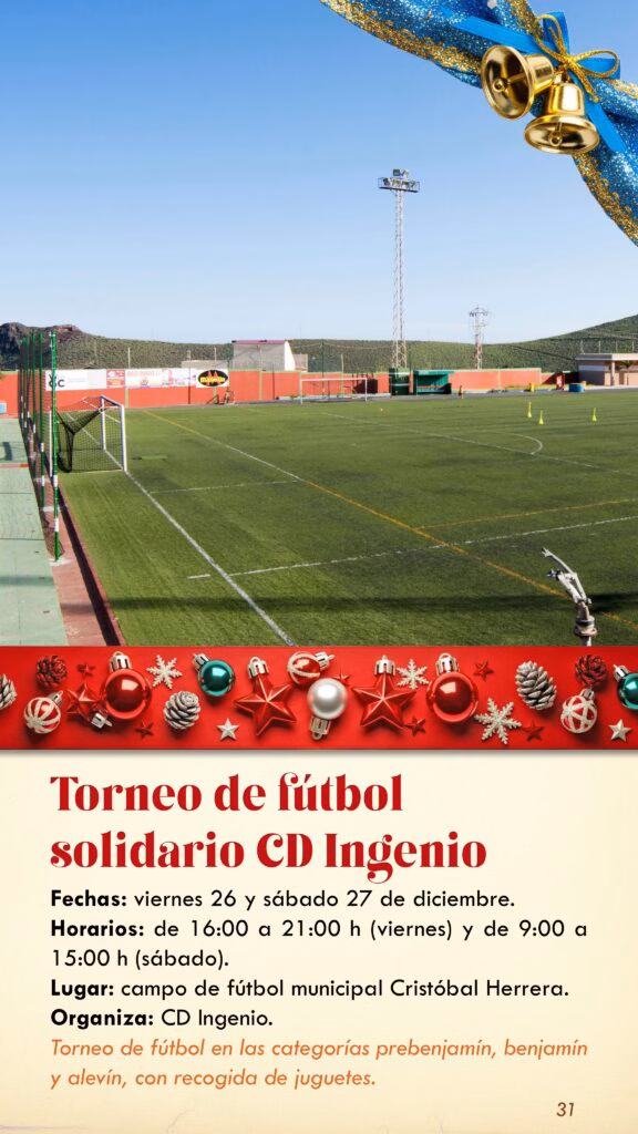 Programa de eventos de la Navidad en Villa de Ingenio, Gran Canaria, del 26 de diciembre: