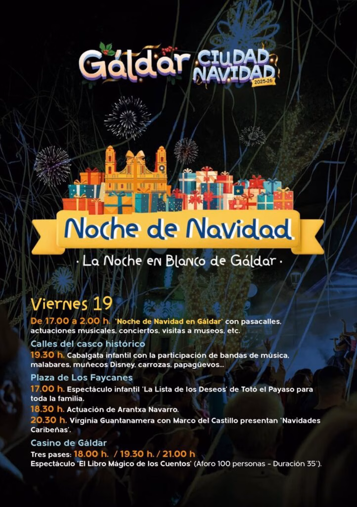 Noche de Navidad "La Noche en Blanco" - Programa de eventos navideños "Gáldar Ciudad Navidad" en Gáldar, Gran Canaria, del 19 de diciembre