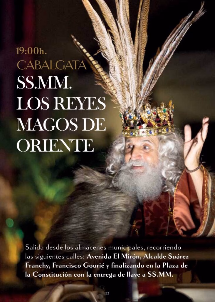 Programa de eventos del día de la Cabalgata de Reyes 2026 en Arucas, Gran Canaria: