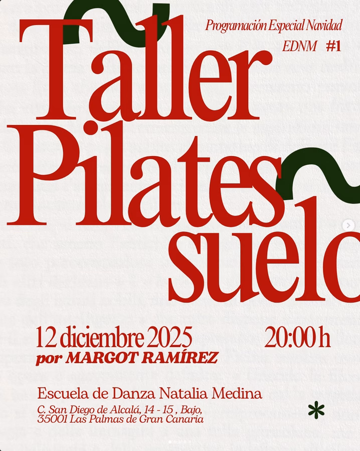 Taller de Pilates Suelo por Margot Ramírez en la Escuela de Danza Natalia Medina, Las Palmas de Gran Canaria.