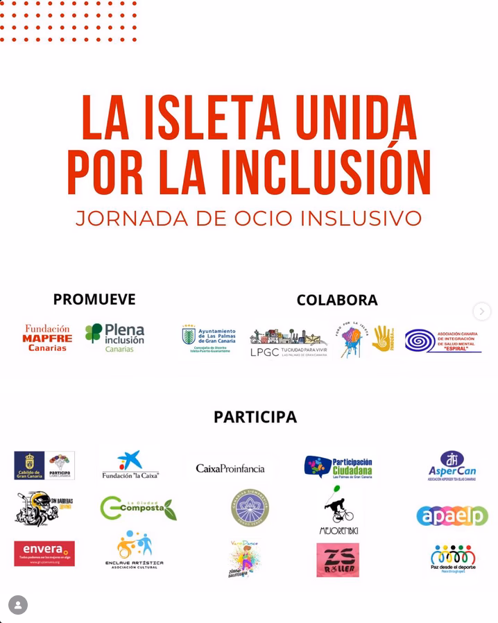Jornada -"La isleta unida por la inclusión" en la Plaza del Pueblo de la Isleta, Las Palmas de Gran Canaria.