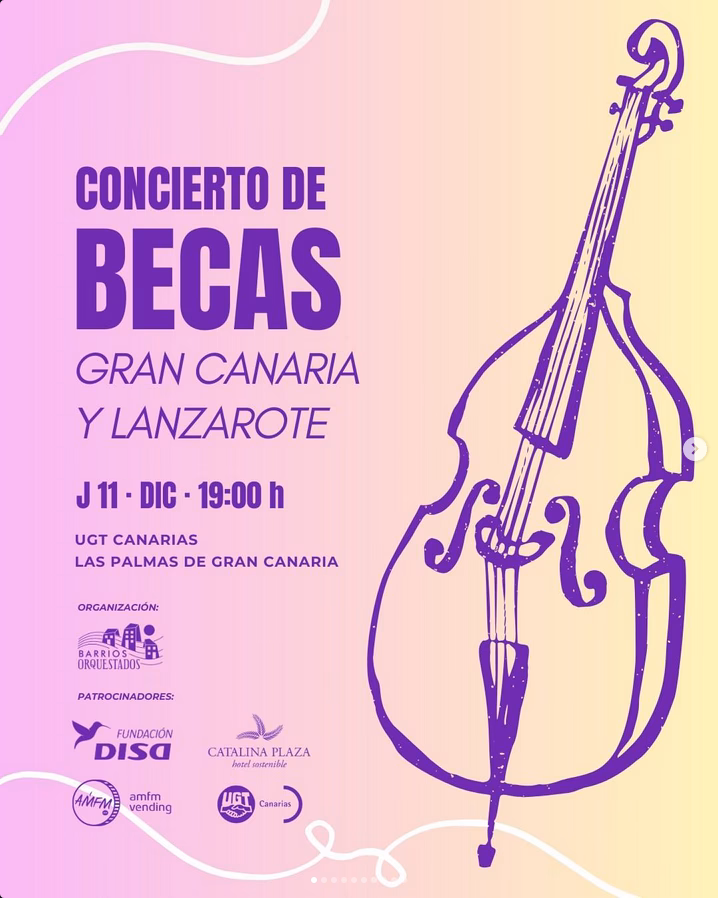 Concierto de Becas de Gran Canaria y Lanzarote de Barrios Orquestados en la Sede de UGT Canarias, Las Palmas de Gran Canaria.