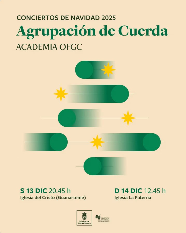 Concierto de Navidad de la Agrupación de Cuerda de la Academia OFGC en la Iglesia del Cristo (Guanarteme) y la Iglesia de la Paterna, Las Palmas de Gran Canaria.