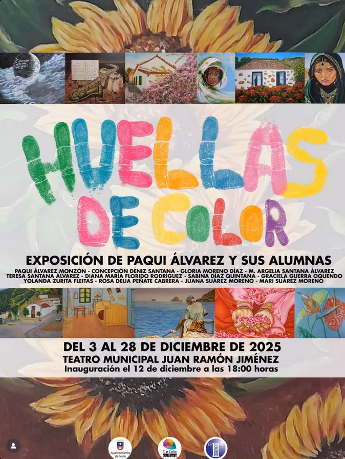 Inauguración - Exposición "Huellas de Color" de Paqui Álvarez y sus alumnas en el Teatro Municipal Juan Ramón Jiménez de Telde, Gran Canaria.