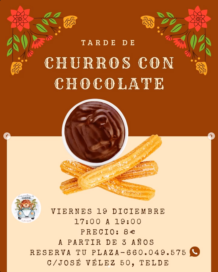 Infantil - Tarde de churros con chocolate en las Aventuras de Lukas, Telde, Gran Canaria.