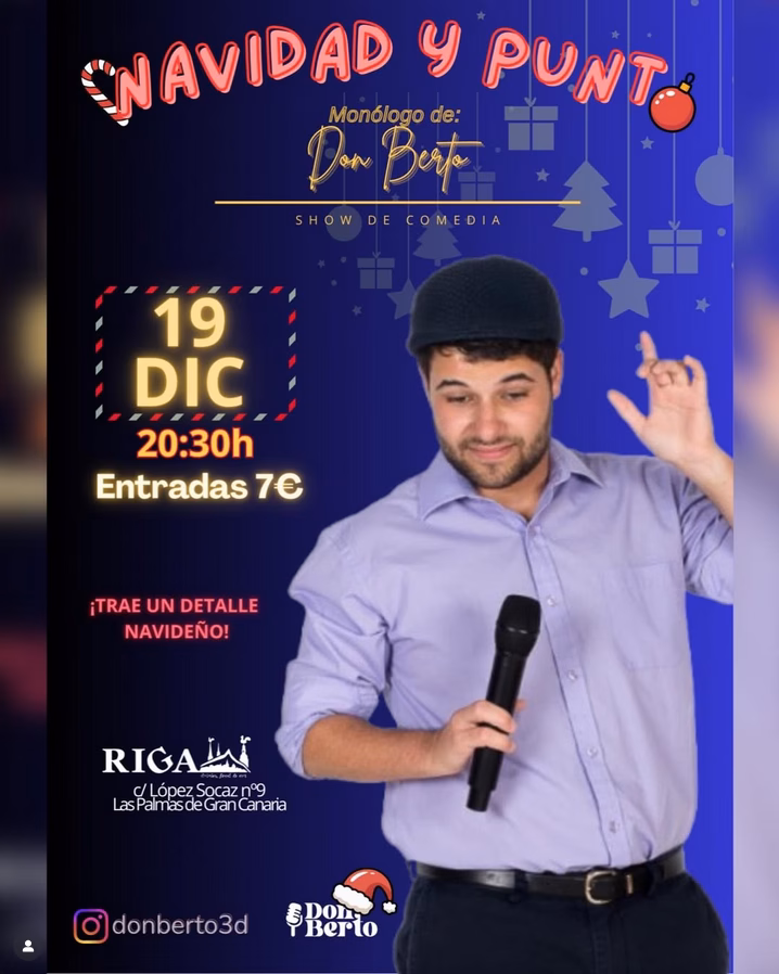 Humor - "Navidad y punto" con Don Berto en Riga Art Café, Las Palmas de Gran Canaria.