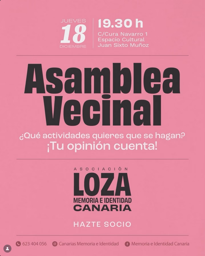 Asamblea Vecinal de la Asociación Loza en el Espacio Juan Sixto Muñoz en La Atalaya de Santa Brígida, Gran Canaria.