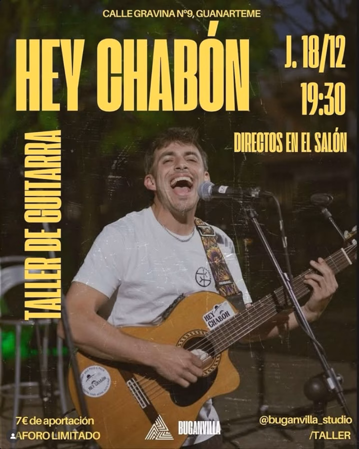 Taller de Guitarra con Hey Chabón en Buganvilla Studio, Las Palmas de Gran Canaria.