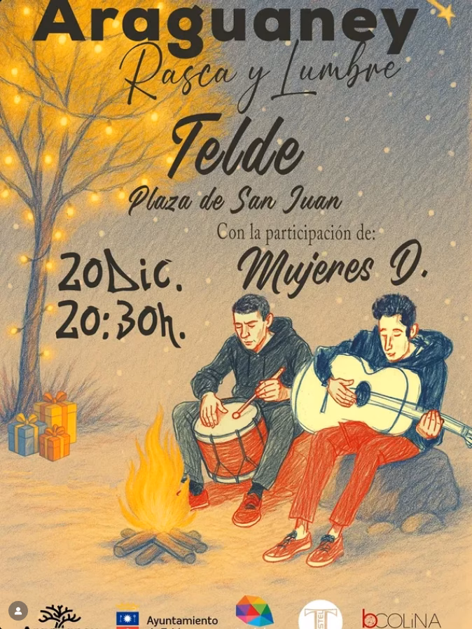 Concierto de Araguaney "Rasca y Lumbre" + Mujeres D. en la Plaza de San Juan, Telde, Gran Canaria.