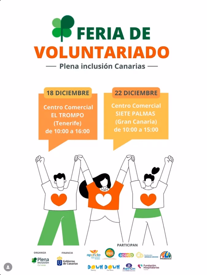 Feria de voluntariado de Plena Inclusión en el CC Siete Palmas, Las Palmas de Gran Canaria.