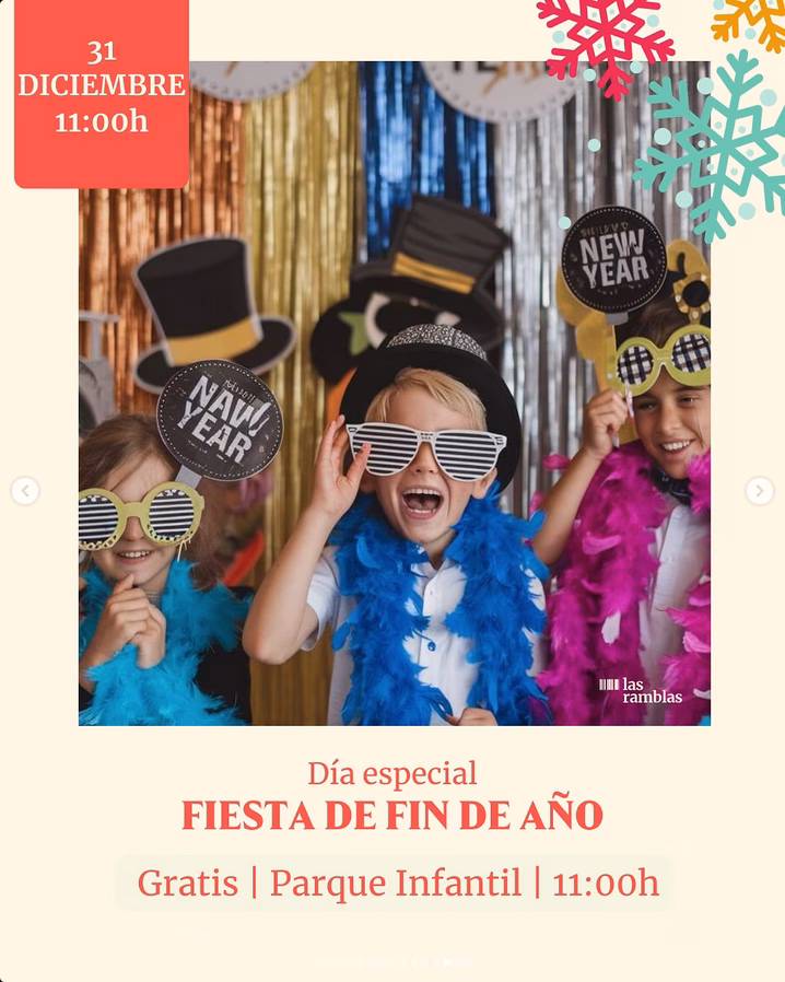 Fiesta de Fin de Año en Las Ramblas Centro, Plaza Parque infantil y Plaza Central Las Palmas de Gran Canaria.