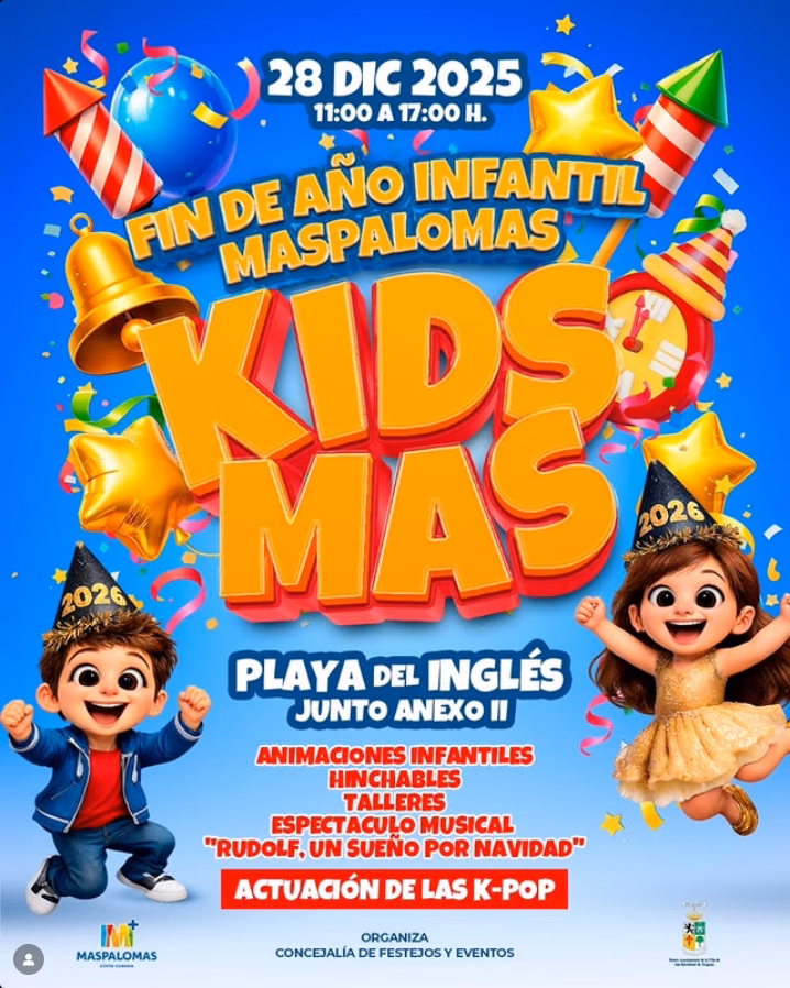 Fiesta de Fin de Año Intanfil "KidMas" en el CC Anexo II de Playa del Inglés, San Bartolomé, Gran Canaria.