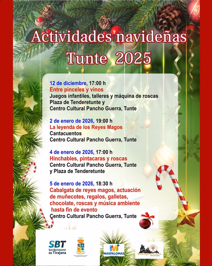 Programa de Actividades Navideñas en Tunte, San Bartolomé de Tirajana, Gran Canaria, del 2 de enero: