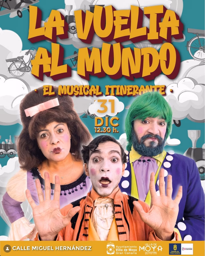 Teatro musical itinerante "La vuelta al mundo itinerante". Calle Miguel Hernández, concretamente comenzaremos en la Plaza del Árbol Redondo.