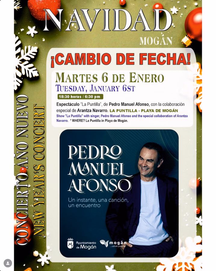 18:30 horas Espectáculo «La Puntilla», de Pedro Manuel Afonso, con la colaboración especial de Arantza Navarro. LA PUNTILLA – PLAYA DE MOGÁN.