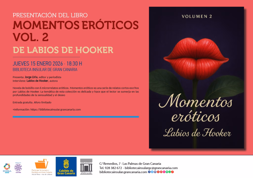 Presentación de Libro 'Momentos Eróticos Vol. 2' en la Biblioteca Insular de Gran Canaria, Las Palmas de Gran Canaria.