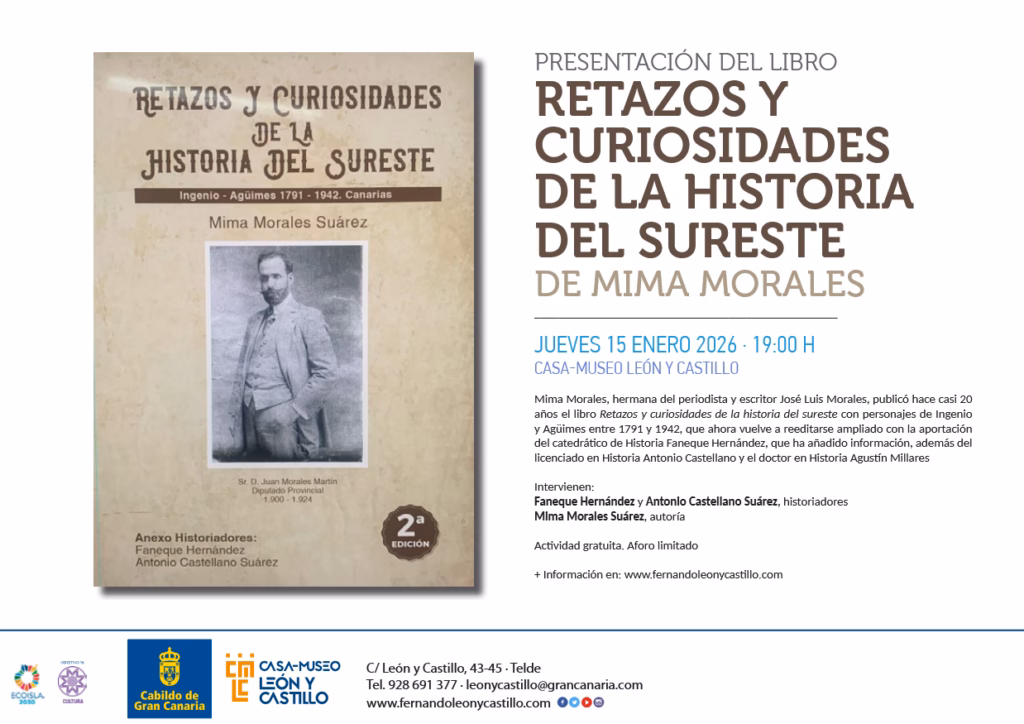 Presentación de Libro 'Retazos y curiosidades de la historia del sureste' en la Casa-Museo León y Castillo, Telde, Gran Canaria.