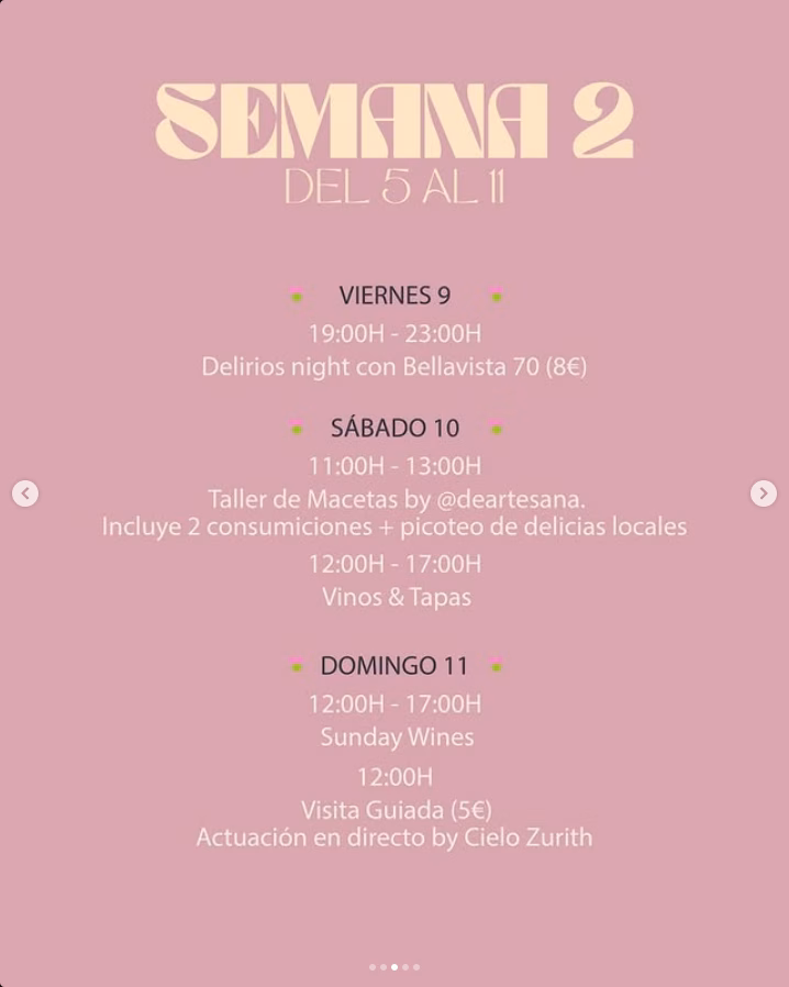 Programa del Bochinche de Bodega los Lirios Enero 2026 semana 2