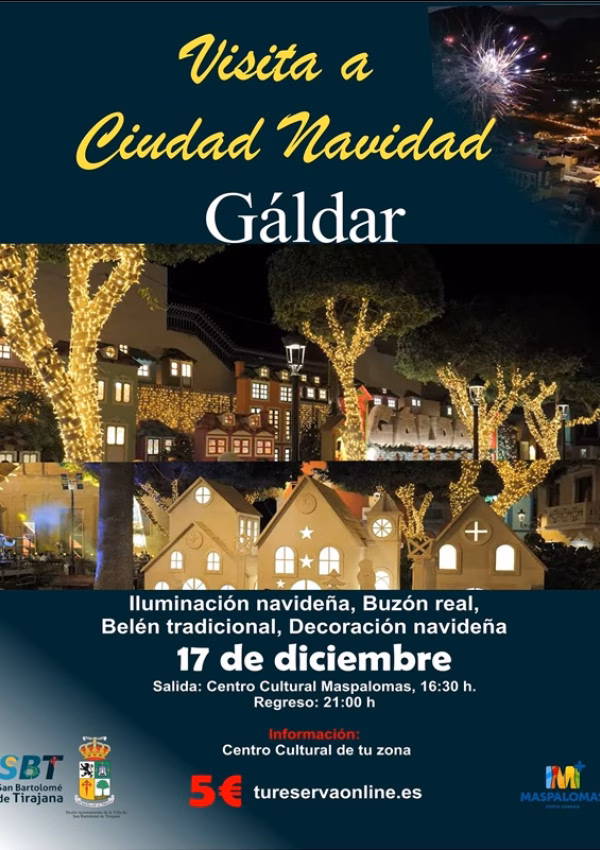 Visita a Ciudad Navidad en Gáldar desde Maspalomas, San Bartolomé de Tirajana, Gran Canaria.
