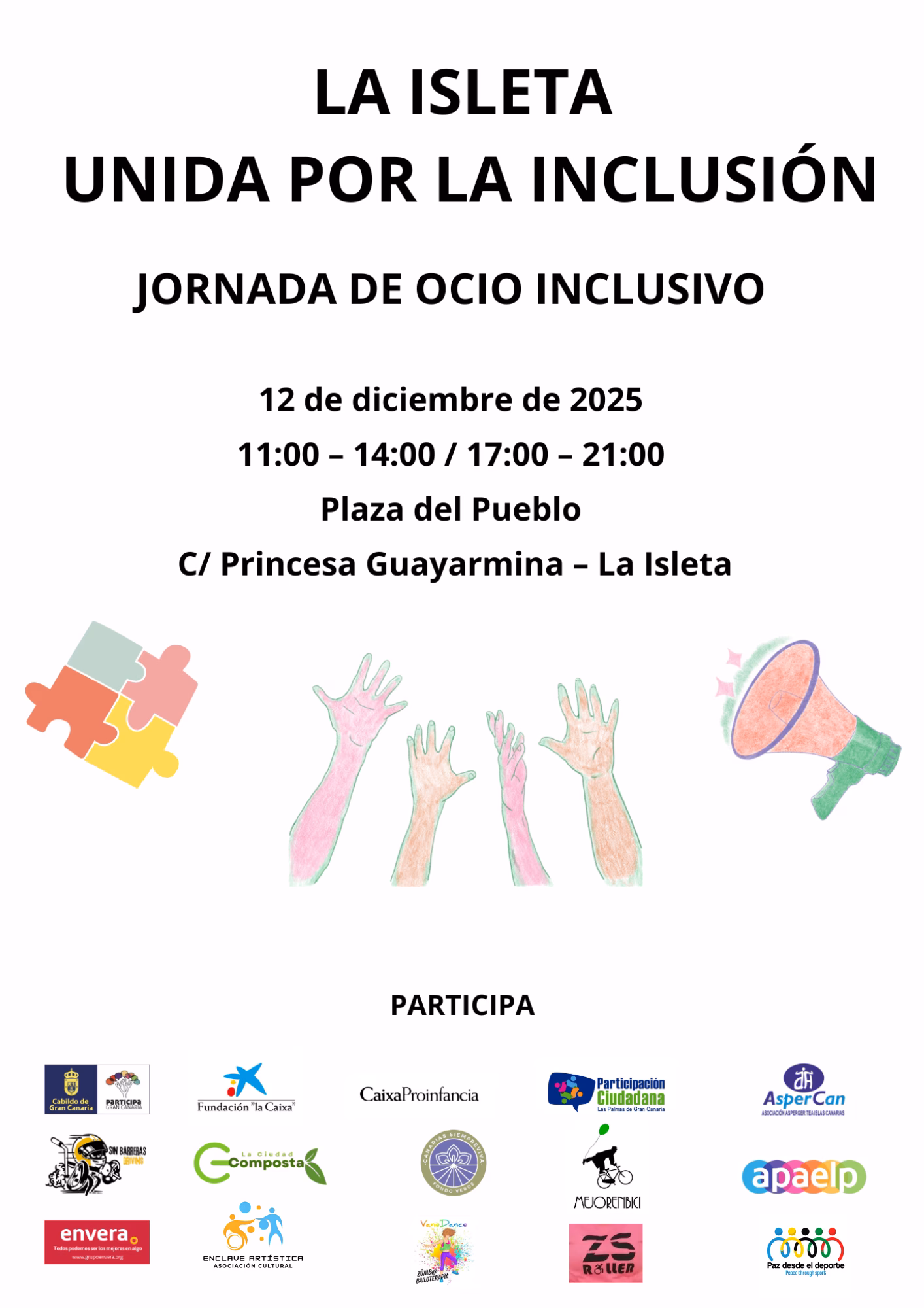 Jornada -"La isleta unida por la inclusión" en la Plaza del Pueblo de la Isleta, Las Palmas de Gran Canaria.