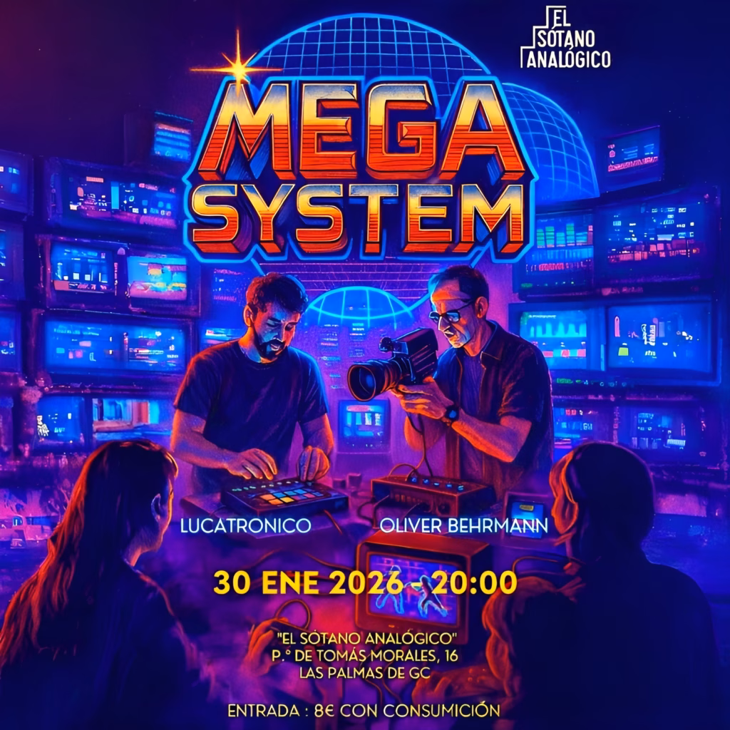 MEGA SYSTEM · LucaTronico & Video Glitch System - El viernes 30 de enero a las 20 en punto convertimos El Sótano Analógico en una sala arcade viva.