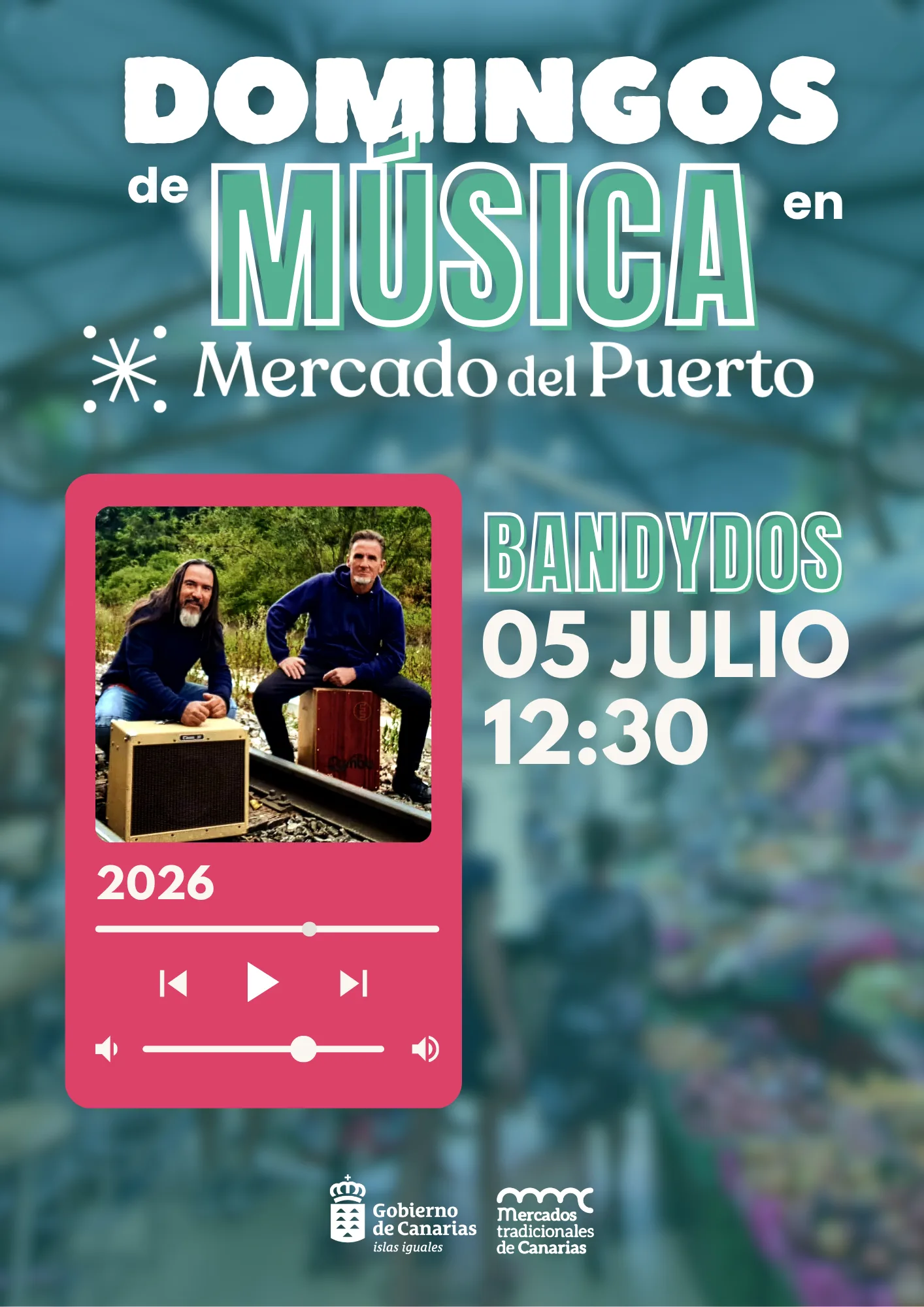 Concierto de Bandydos en los Domingos de Música del Mercado del Puerto, Las Palmas de Gran Canaria.