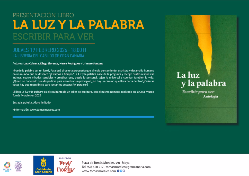 Presentación del Libro "La luz y la palabra: escribir para ver" en La Librería del Cabildo de Gran Canaria, Las Palmas de Gran Canaria.
